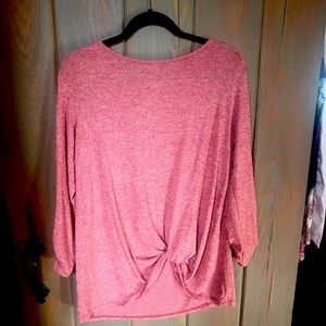 Red front tie casual blouse